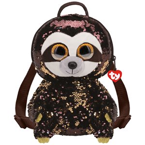Plush backpack flippables 8x13x4in sloth Dangler