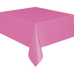 Hot pink plastic table cover 54x108in