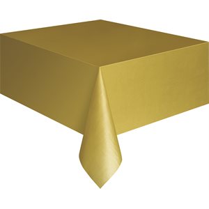 Gold plastic table cover 54x108in