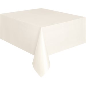 Ivory plastic table cover 54x108in