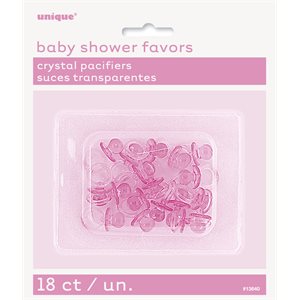 Pink clear plastic pacifiers 18pcs