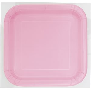14 assiettes carrées 9po rose pâle