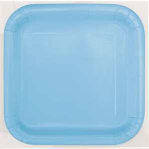 14 assiettes carrées 9po bleu poudre