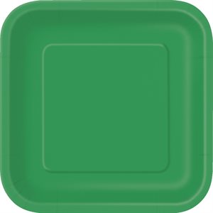 14 assiettes carrées 9po vert émeraude