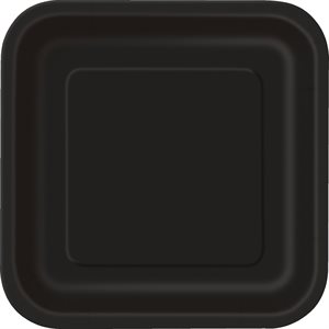 Black square plates 7in 16pcs