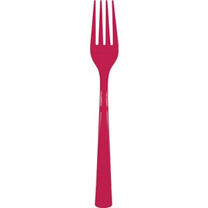 18 fourchettes en plastique rouges