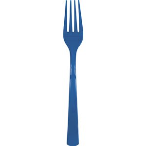 18 fourchettes en plastique bleu royal