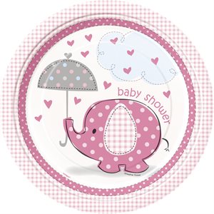 UmbrellaPhants pink plates 9in 8pcs