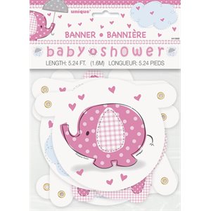 Bannière lettres jointes shower de bébé éléphant rose