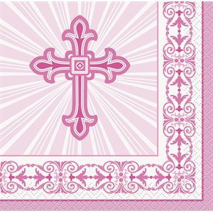 Pink Radiant Cross beverage napkins 16pcs