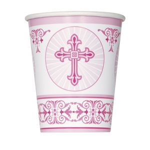 Pink Radiant Cross 9oz cups 8pcs