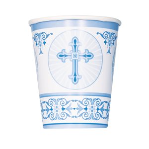 Blue Radiant Cross 9oz cups 8pcs