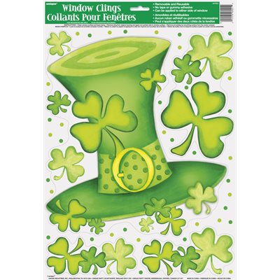 St. Patrick's shamrock & hat window stickers sheet