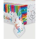 B-day Rainbow Ribbons plastic table cover 54x84in