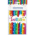 B-day Rainbow Ribbons invitations 8pcs