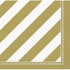 Golden striped beverage napkins 16pcs