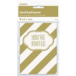 Golden stripped invitations 8pcs