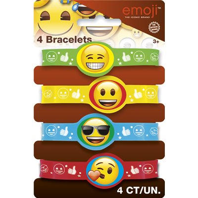 Emoji silicone bracelets 4pcs