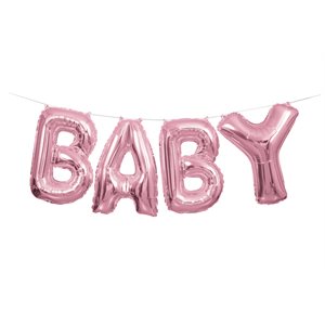 Pink baby foil balloon banner kit