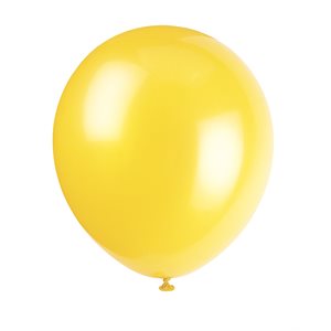 10 ballons en latex 12po jaune soleil