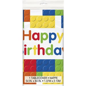 Building Blocks B-day plastic table cover 54x84in