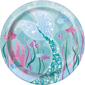 Mermaid plates 7in 8pcs