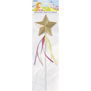 Gold star princess wand with rainbow strings