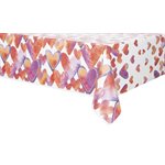Watercolor hearts plastic table cover 54x84in