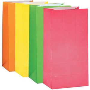 10 sacs de papier couleurs néons asst 10po