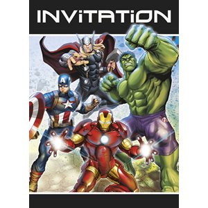8 invitations & enveloppes Avengers
