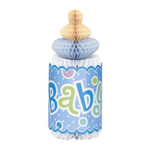 Blue baby bottle honeycomb decoration 12in