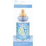 Blue baby bottle honeycomb decoration 12in