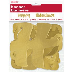 Banniere lettres jointes 3.74pi happy valentines doré