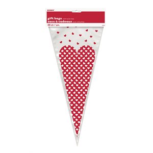 Valentine’s day dotted heart cone cello bags 20pcs