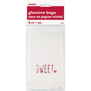 8 sacs en papier cristal "sweet" rouge métallique