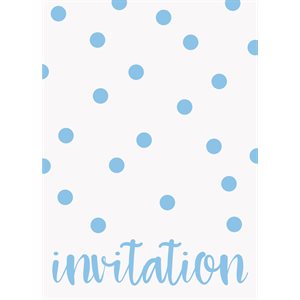 8 invitations à pois bleu pâle