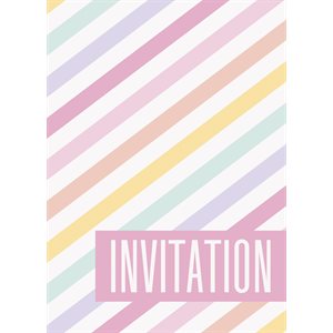 8 invitations lignées pastel