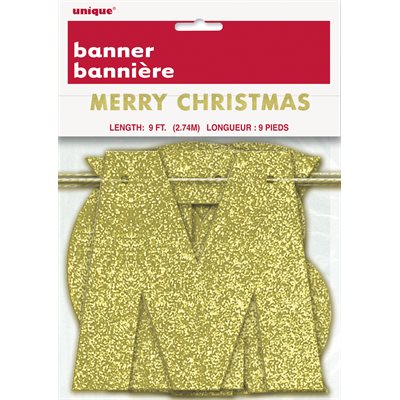 Glitter gold Merry Christmas jointed letter banner 9ft