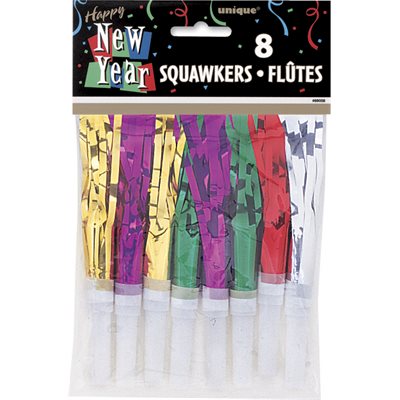 New Year fringed blowouts asst colours 8pcs