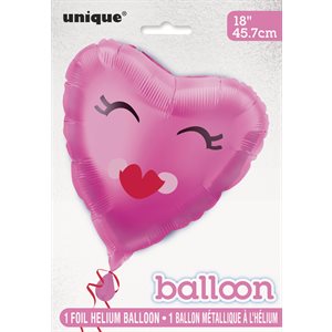 Ballon métallique std coeur rose souriant