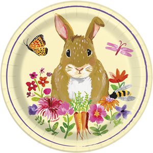 Easter bunny & flowers plates 7in 8pcs