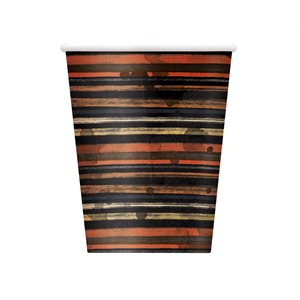 Black & orange striped cups 9oz 8pcs