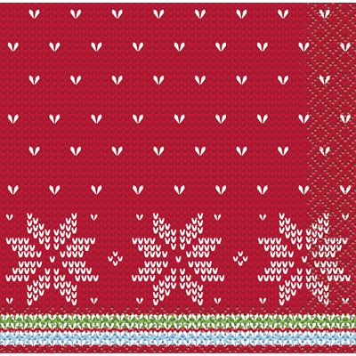 Christmas knitting beverage napkins 16pcs