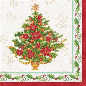 Christmas tree & poinsettia lunch napkins 16pcs