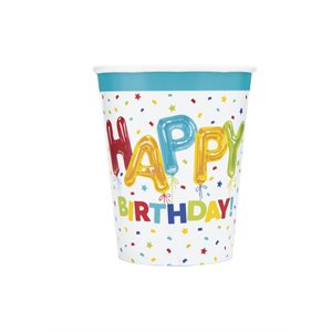 Happy Balloon Birthday cups 9oz 8pcs