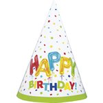 Happy Balloon Birthday party hats 8pcs