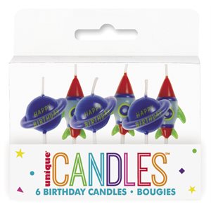 Outer Space b-day candles on picks 6pcs