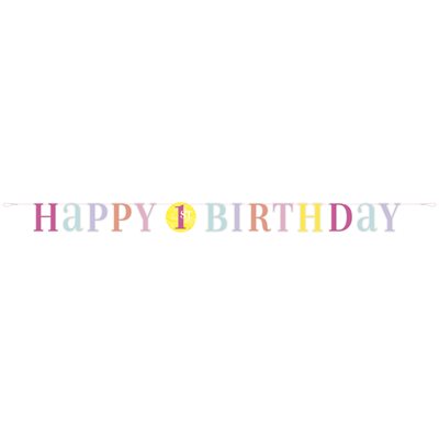 Pink 1st b-day jointed letter banner 6ft