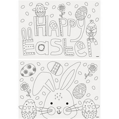 Easter color-in paper placemats 8pcs
