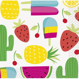 16 serviettes à breuvage cactus & fruits